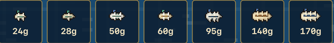 A row of pixel-art Republic hulls with their prices: 24, 28, 50, 60, 95, 140 and 170 gold.