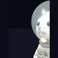 Birch, a white cat in a spacesuit