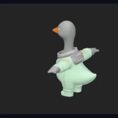 The goose in its pale green suit