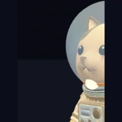 Pickle, a tabby cat in a spacesuit