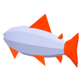 Fish, a low-poly model on a dark ground.