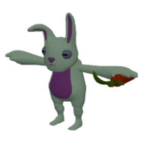Petal vole, a low-poly model on a dark ground.